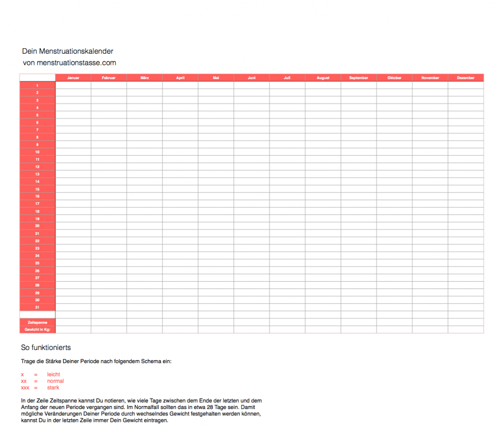 ᐅ Kostenlos Zykluskalender & Menstruationskalender ausdrucken