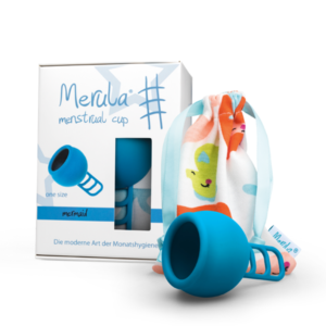 Menstruationstasse Merula Cup one size mermaid blau