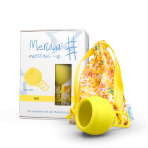 merula cup one size menstruationstasse sun gelb