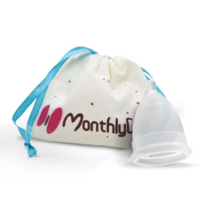 MonthlyCup PLUS transparent mit Baumwollbeutel