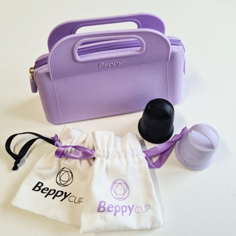 Beppy Cup Menstruationstasse set flieder schwarz